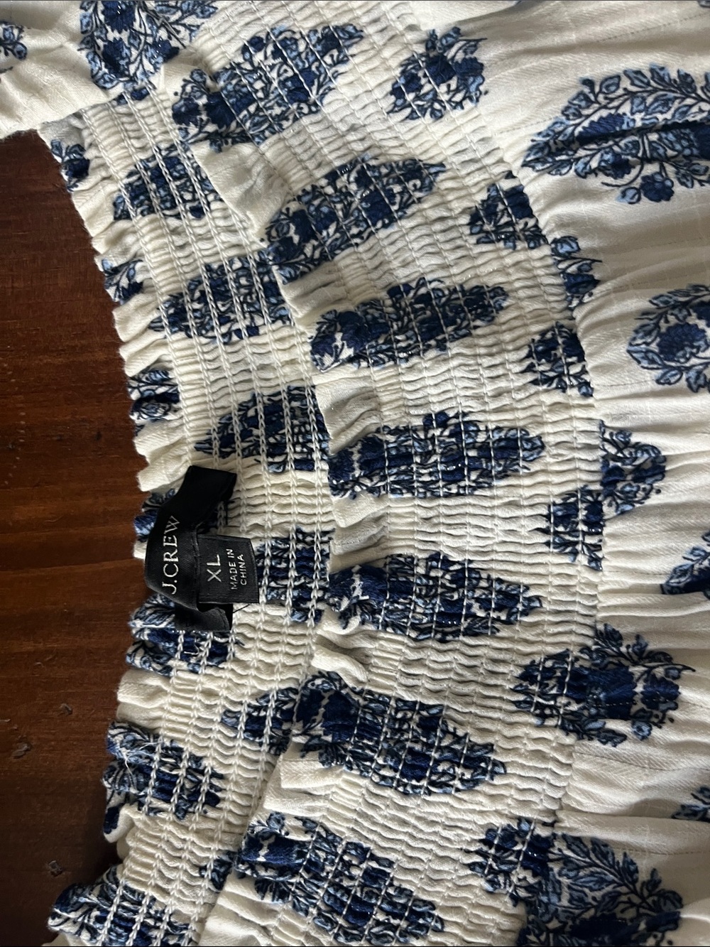 J. Crew White Dress with Navy Blue Floral Medallions - Picture 2 of 4